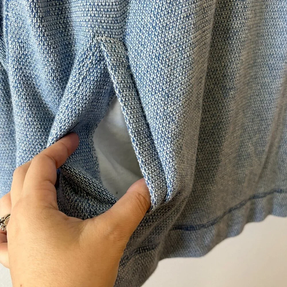Tommy Bahama Sweater Pullover Mock Neck Snaps Kangaroo‎ Pocket Blue Size Large